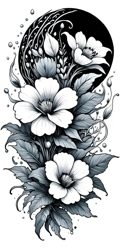 sea surf flowers underneath the sea tattoo design idea