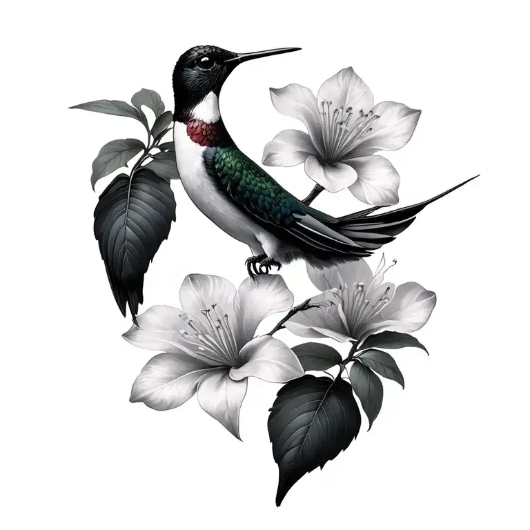 multiple sampaguita with hummingbird tattoo design idea