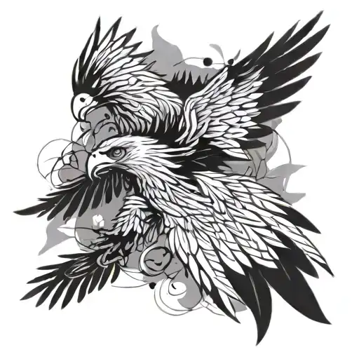 A sketch style tattoo the albanian eagle with a contrast of nature and chaos tattoo design idea