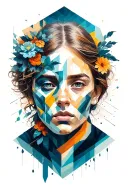 constant struggle with oneself geometric style tattoo design idea