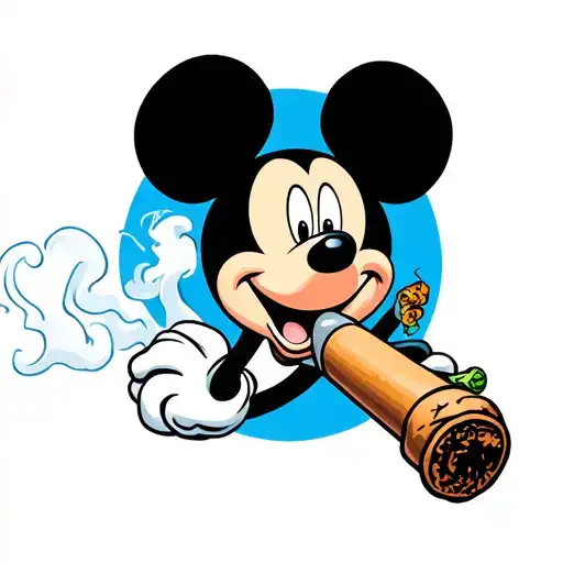 Mickey Mouse smoking a blunt tattoo design idea