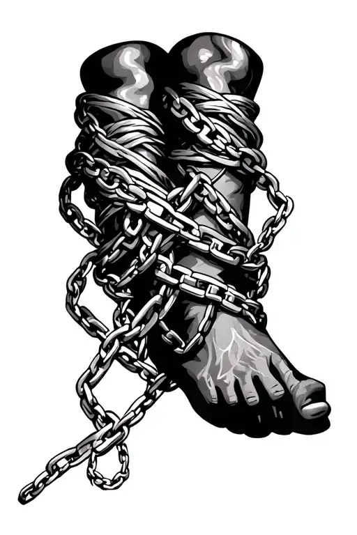 Crowded Chains, Wrapping around Leg, Ankle sleeve tattoo design idea