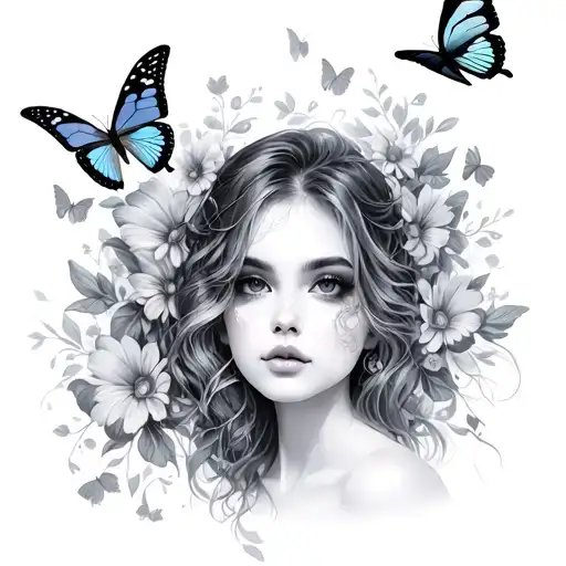 xia nicole with butterflies tattoo design idea