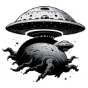 ufo abducting tattoo design idea