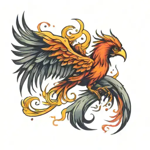 phoenix rising from the ashes tattoo design idea