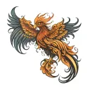phoenix rising from the ashes tattoo design idea