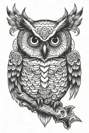drill owl mount tattoo design idea