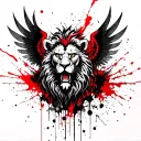 evil winged Lion  tattoo design idea