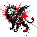 evil winged Lion  tattoo design idea