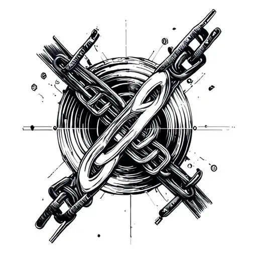 cyber sigilism chain link tattoo design idea