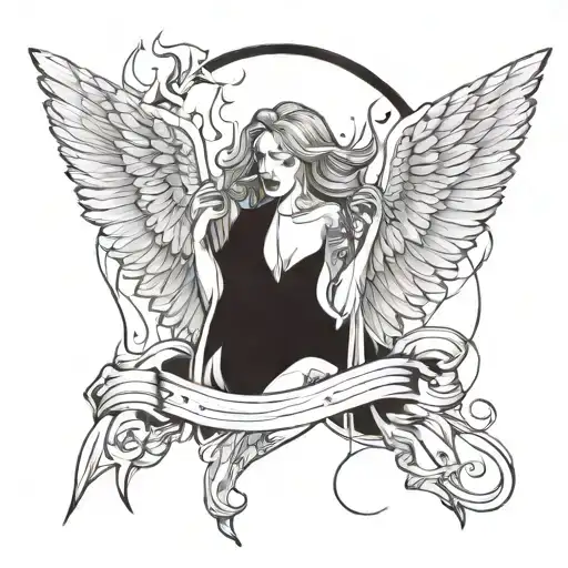 sing like an angel scream like a devil tattoo design idea