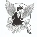 sing like an angel scream like a devil tattoo design idea