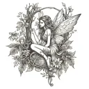 fairy in woods tattoo design idea