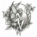 fairy in woods tattoo design idea