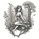 fairy in woods tattoo design idea