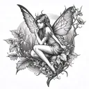 fairy in woods tattoo design idea