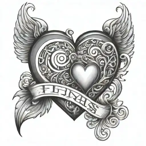 heart spelling finn tattoo design idea