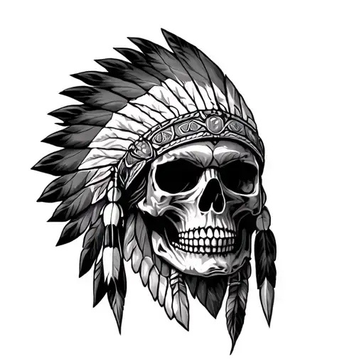 Native American skull  tattoo design idea