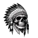 Native American skull  tattoo design idea