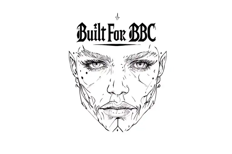 face tattoo design featuring text that says "Built For BBC" tattoo design idea