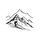 Ski with mountain landscape tattoo design idea