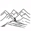 Ski with mountain landscape tattoo design idea