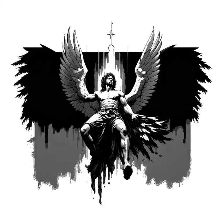 creat a tattoo of icarus falling inspired after (afterlife logo) tattoo design idea