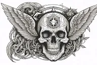 skull angel joy tattoo design idea