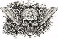 skull angel joy tattoo design idea