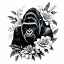 silverback gorilla flowers tattoo design idea