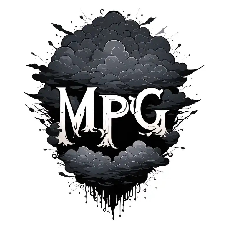 "MPG" clouds surrounding tattoo design idea