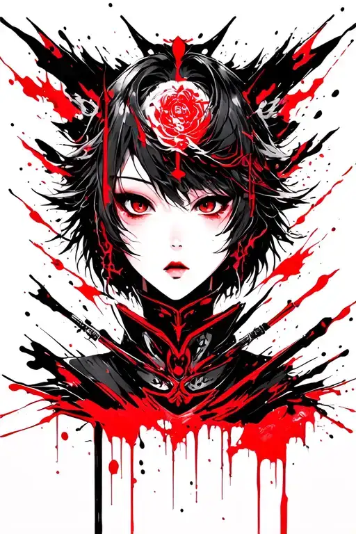 anime, genshin impact, rayden shogun tattoo design idea