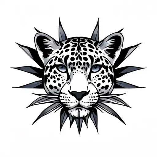 jaguar face agave plant tattoo design idea