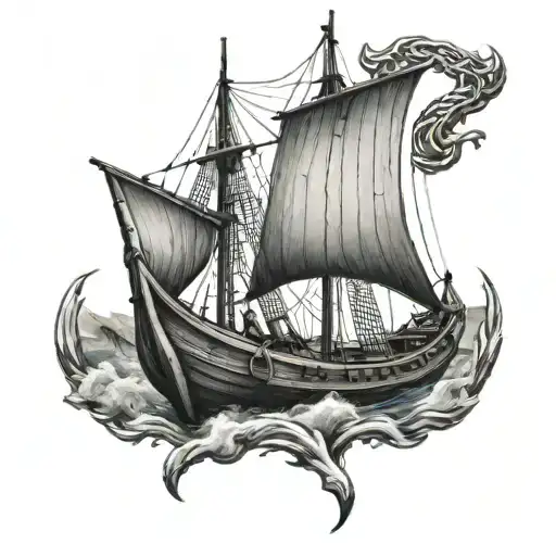 vikings boat tattoo design idea
