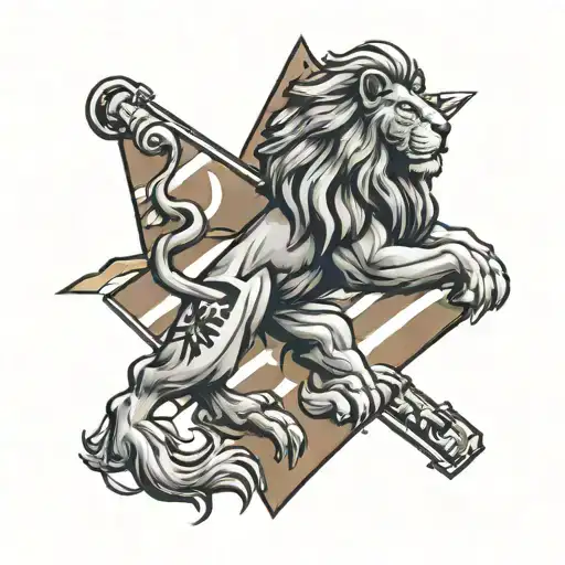 lion head and Maryland flag intertwined tattoo design idea