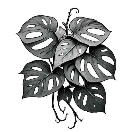 philodendron vine intertwined tattoo design idea