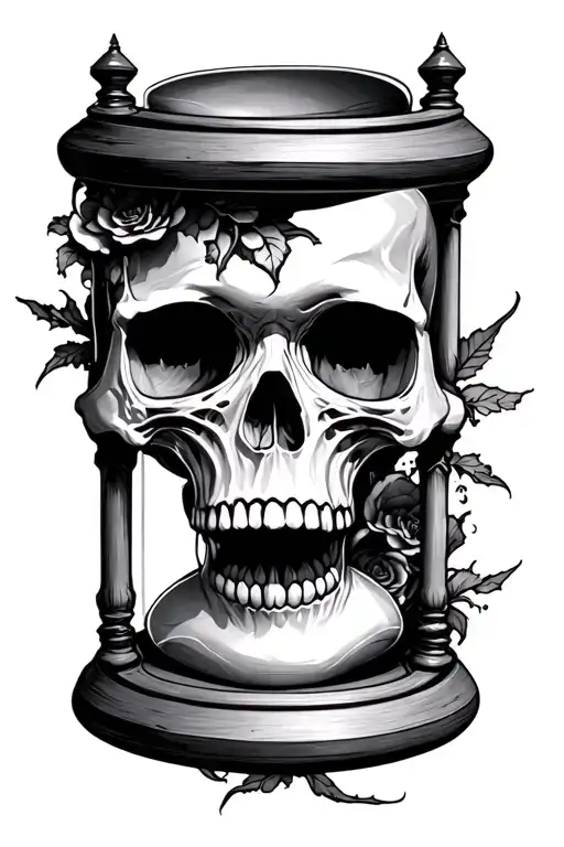 Hourglass Skull Mors certain, uncertain hora tattoo design idea