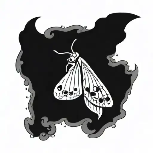 Moth with sad and happy face in wings   tattoo design idea