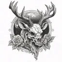 Stag skull with moons tattoo design idea