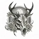 Stag skull with moons tattoo design idea