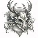 Stag skull with moons tattoo design idea