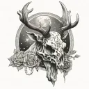 Stag skull with moons tattoo design idea