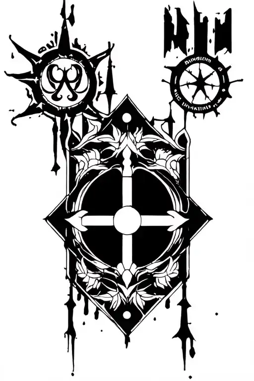 Stained glass window with band logos from bring me the Horizon, Twenty one pilots, Blue october, Linkin park, Falloutboy tattoo design idea