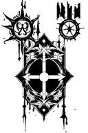 Stained glass window with band logos from bring me the Horizon, Twenty one pilots, Blue october, Linkin park, Falloutboy tattoo design idea