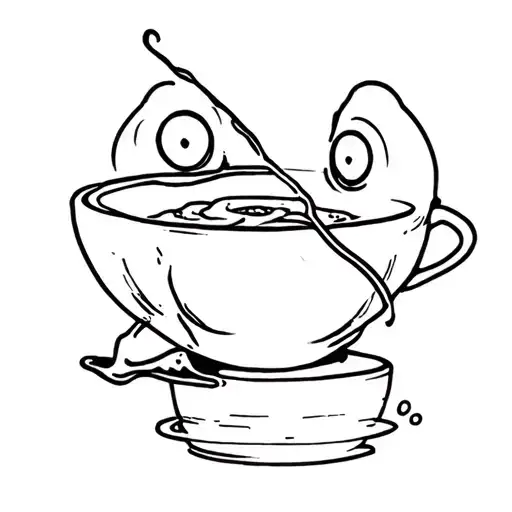 Funny Monster slurping soup tattoo design idea