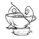 Funny Monster slurping soup tattoo design idea