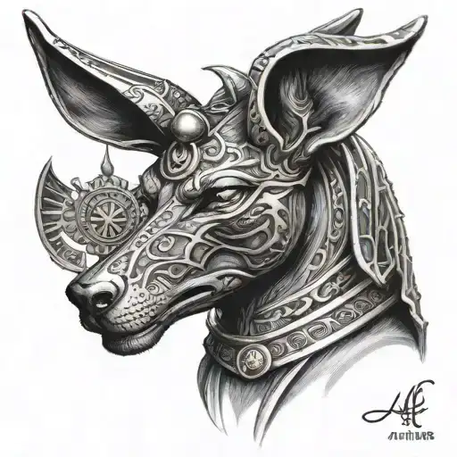 anubis with libra zodiac sign tattoo design idea