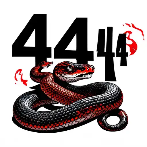 red snake with 444 incorporated tattoo design idea