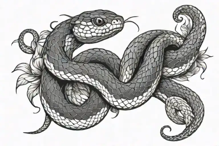 black and white snake tattoo for decal tattoo design idea