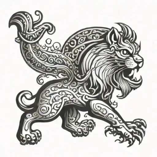 persian empire black and white tattoo design idea